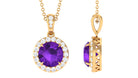 Claw Set Amethyst and Diamond Halo Pendant Amethyst - ( AAA ) - Quality - Rosec Jewels