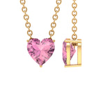 6 MM Heart Shape Pink Tourmaline Solitaire Drop Pendant Pink Tourmaline - ( AAA ) - Quality - Rosec Jewels