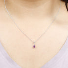 1/2 CT Round Amethyst Solitaire Pendant with Rabbit Ear Bail Amethyst - ( AAA ) - Quality - Rosec Jewels