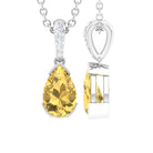 Pear Shape Citrine Solitaire Pendant with Diamond Accent Bail Citrine - ( AAA ) - Quality - Rosec Jewels