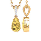 Pear Shape Citrine Solitaire Pendant with Diamond Accent Bail Citrine - ( AAA ) - Quality - Rosec Jewels