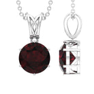 Six Prong Set Round Garnet Solitaire Pendant with Decorative Bail Garnet - ( AAA ) - Quality - Rosec Jewels