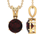 Six Prong Set Round Garnet Solitaire Pendant with Decorative Bail Garnet - ( AAA ) - Quality - Rosec Jewels