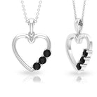 1/2 CT Simple Black Diamond and Gold Heart Pendant Necklace Black Diamond - ( AAA ) - Quality - Rosec Jewels