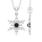 1/2 CT Black Diamond and Diamond Snowflake Pendant Necklace Black Diamond - ( AAA ) - Quality - Rosec Jewels