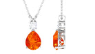 Created Orange Sapphire Teardrop Pendant with Moissanite Lab Created Orange Sapphire - ( AAAA ) - Quality - Rosec Jewels