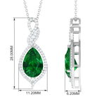 Pear Cut Created Emerald Teardrop Pendant with Diamond Lab Created Emerald - ( AAAA ) - Quality - Rosec Jewels