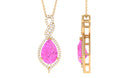 Pear Cut Created Pink Sapphire and Diamond Teardrop Pendant Lab Created Pink Sapphire - ( AAAA ) - Quality - Rosec Jewels