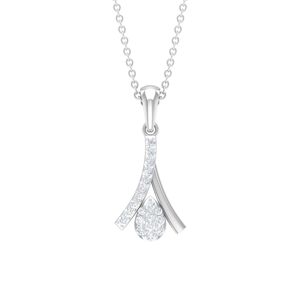 Modern Round Cut Diamond Pendant Necklace Diamond - ( HI-SI ) - Color and Clarity - Rosec Jewels