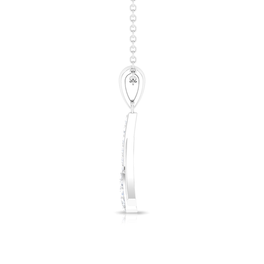 Modern Round Cut Diamond Pendant Necklace Diamond - ( HI-SI ) - Color and Clarity - Rosec Jewels