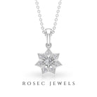 Round Diamond Flower Pendant Necklace Diamond - ( HI-SI ) - Color and Clarity - Rosec Jewels