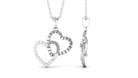 Certified Moissanite Twin Heart Pendant Necklace Moissanite - ( D-VS1 ) - Color and Clarity - Rosec Jewels