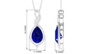 Pear Cut Created Blue Sapphire and Diamond Teardrop Pendant Lab Created Blue Sapphire - ( AAAA ) - Quality - Rosec Jewels