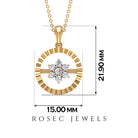 Diamond Flower Pendant Necklace in Prong Setting Diamond - ( HI-SI ) - Color and Clarity - Rosec Jewels