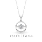 Diamond Flower Pendant Necklace in Prong Setting Diamond - ( HI-SI ) - Color and Clarity - Rosec Jewels