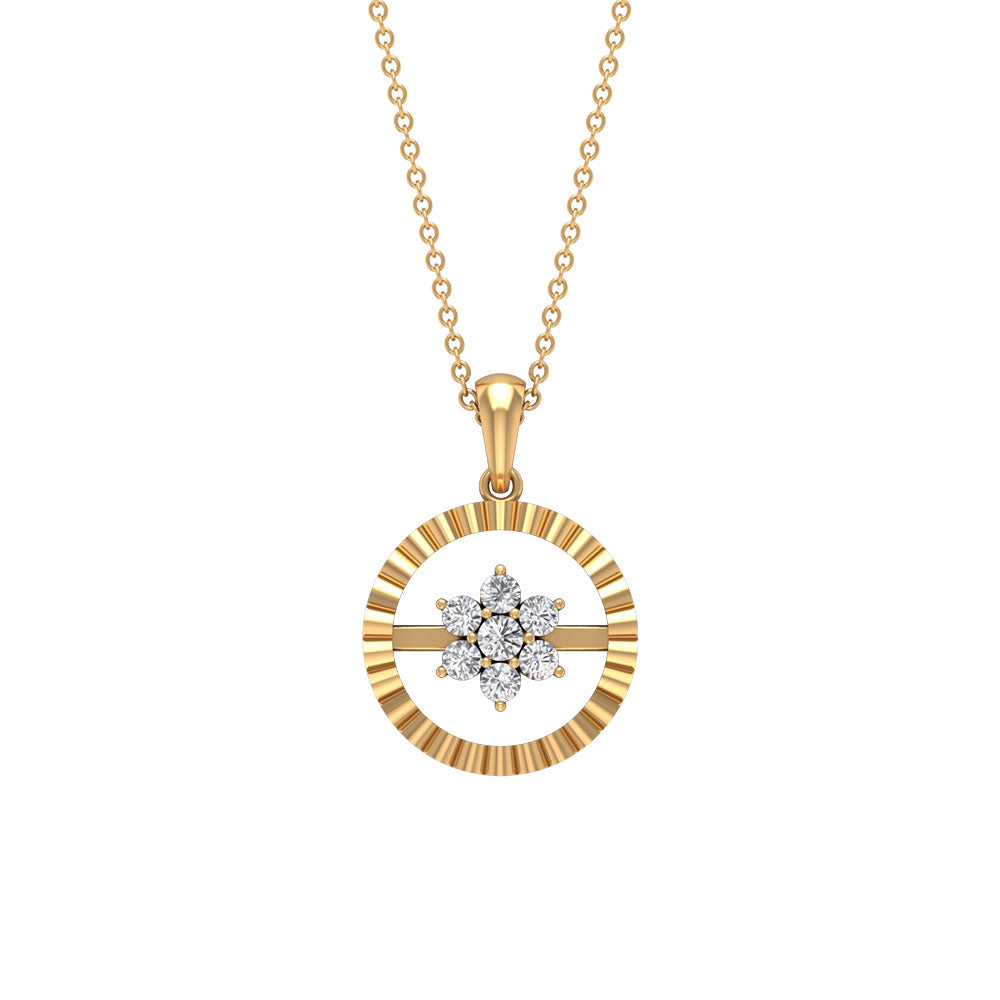 Diamond Flower Pendant Necklace in Prong Setting Diamond - ( HI-SI ) - Color and Clarity - Rosec Jewels