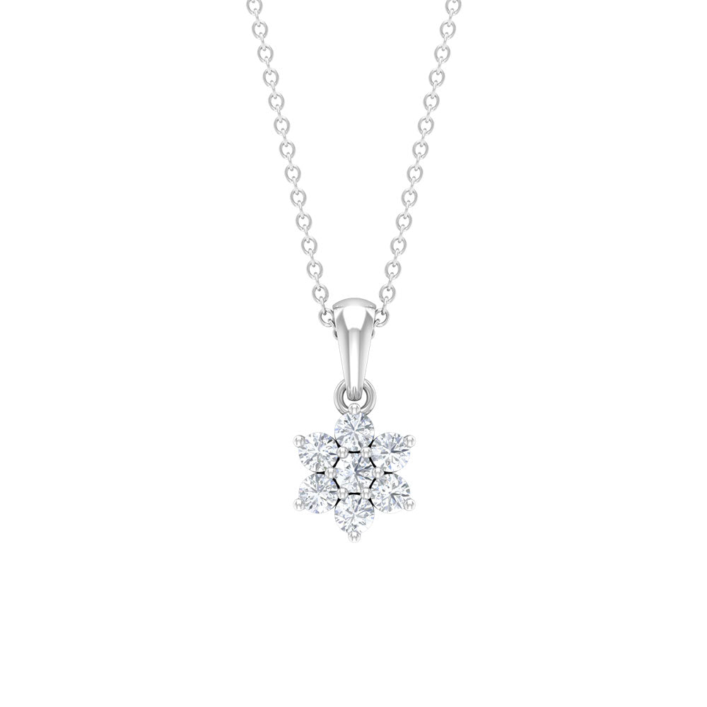 Beautiful Diamond Floral Pendant Necklace for women Diamond - ( HI-SI ) - Color and Clarity - Rosec Jewels