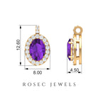 Oval Cut Amethyst and Diamond Halo Pendant Amethyst - ( AAA ) - Quality - Rosec Jewels