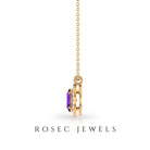 Oval Cut Amethyst and Diamond Halo Pendant Amethyst - ( AAA ) - Quality - Rosec Jewels