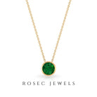 Round Shape Emerald Solitaire Necklace in Bezel Setting Emerald - ( AAA ) - Quality - Rosec Jewels