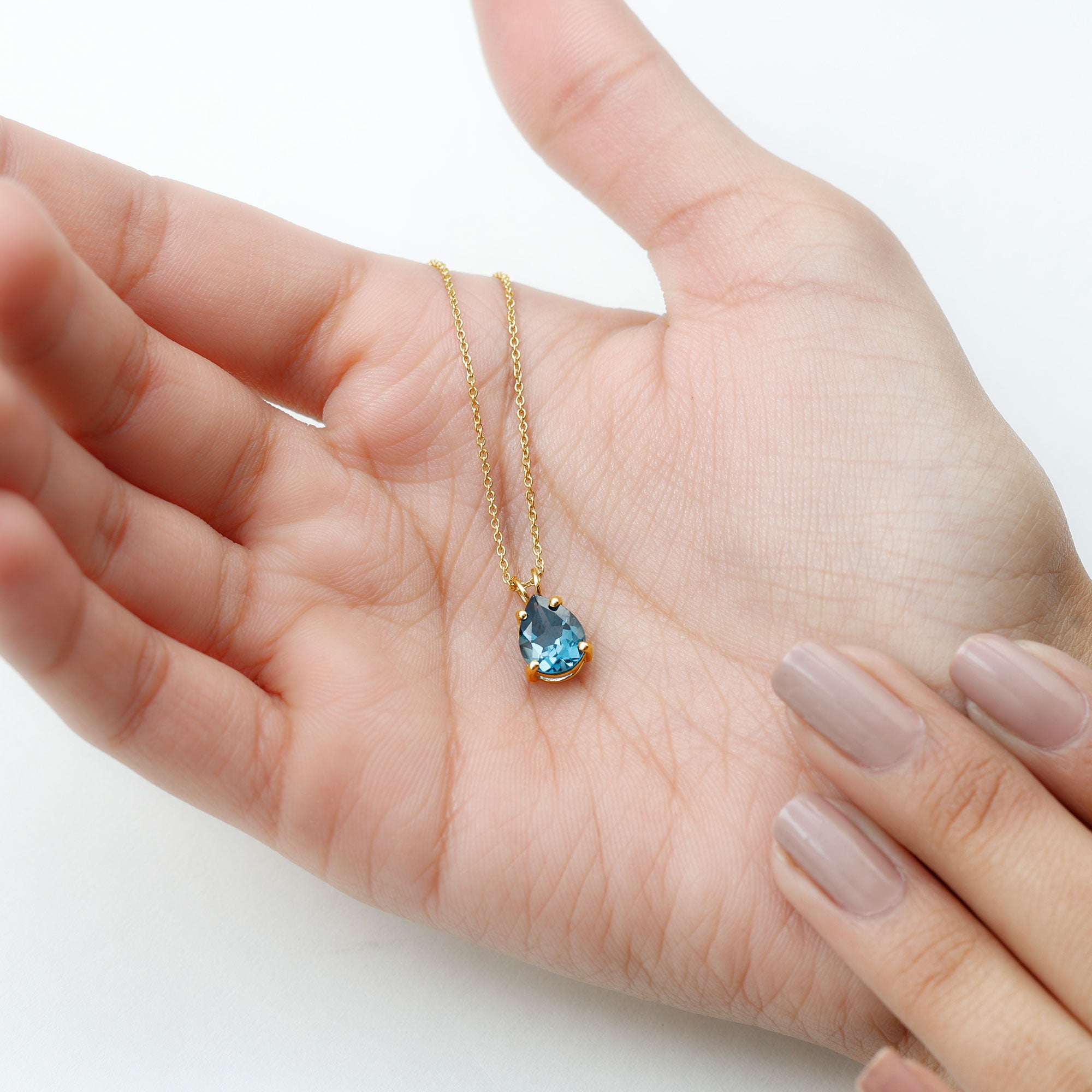 7X9 MM Pear Cut London Blue Topaz Pendant for Women London Blue Topaz - ( AAA ) - Quality - Rosec Jewels