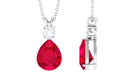 Classic Created Ruby Teardrop Pendant with Moissanite Lab Created Ruby - ( AAAA ) - Quality - Rosec Jewels