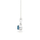 3.25 CT Cushion Shape London Blue Topaz Pendant with Diamond Halo London Blue Topaz - ( AAA ) - Quality - Rosec Jewels