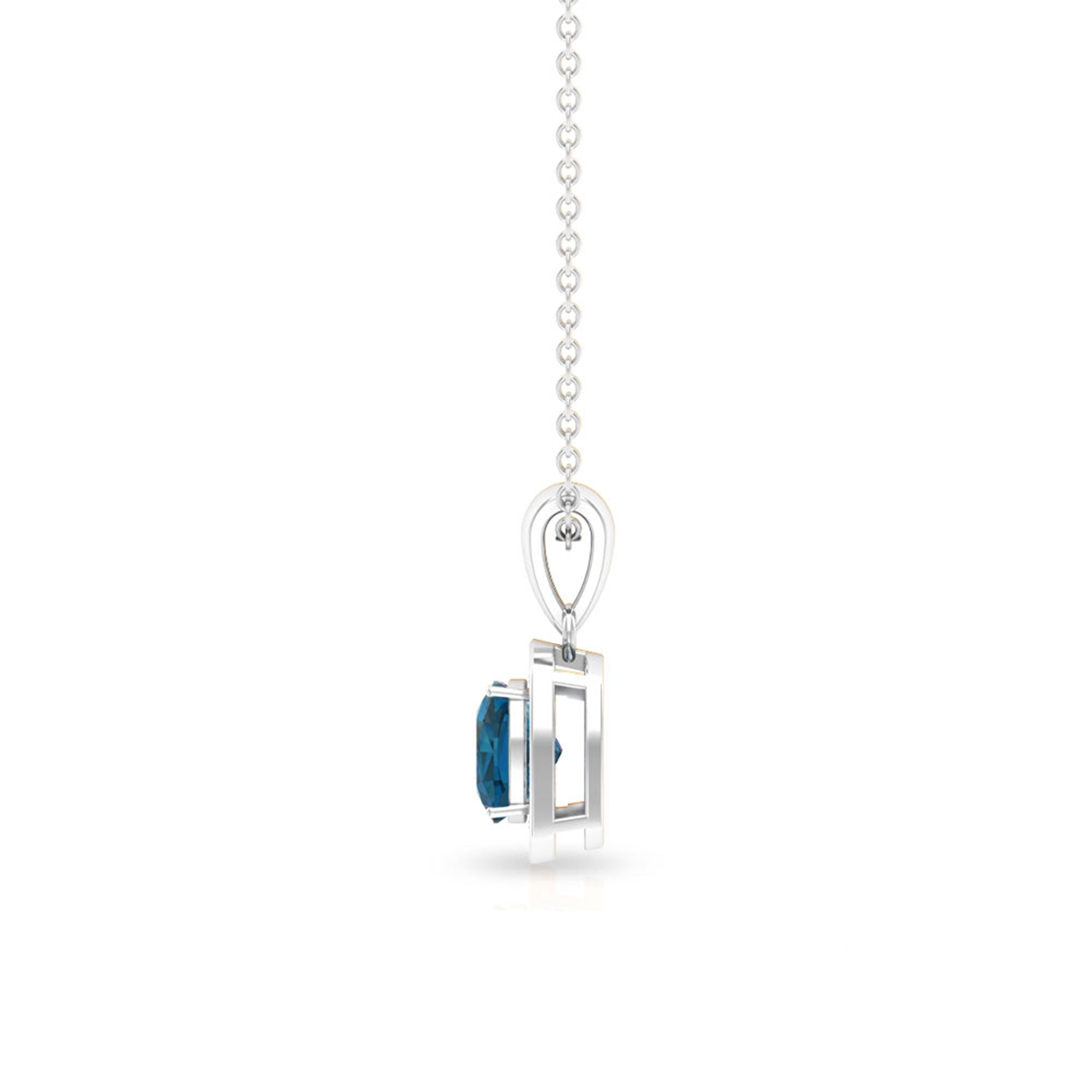 3.25 CT Cushion Shape London Blue Topaz Pendant with Diamond Halo London Blue Topaz - ( AAA ) - Quality - Rosec Jewels