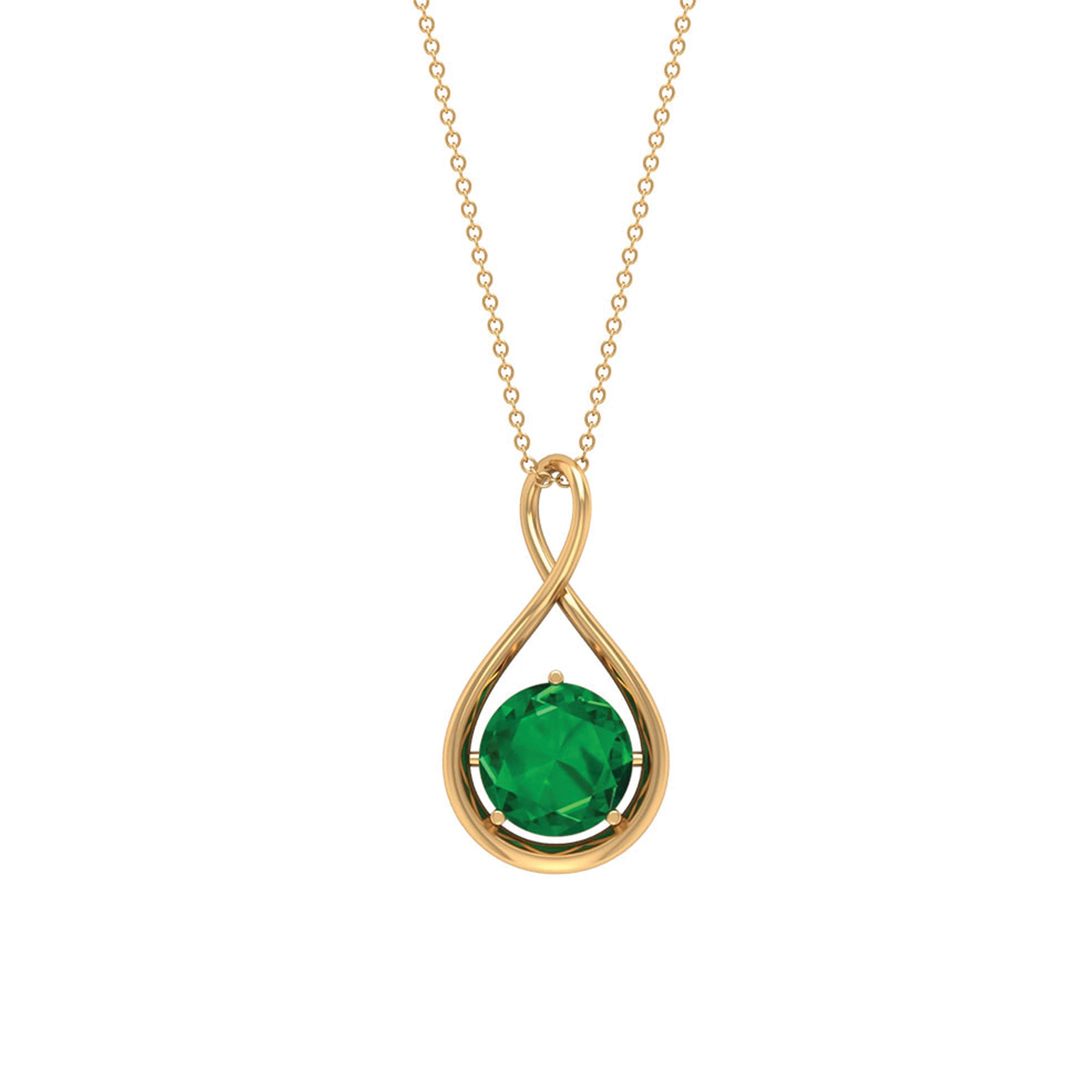 3.5 CT Solitaire Infinity Necklace with Created Emerald Lab Created Emerald - ( AAAA ) - Quality - Rosec Jewels