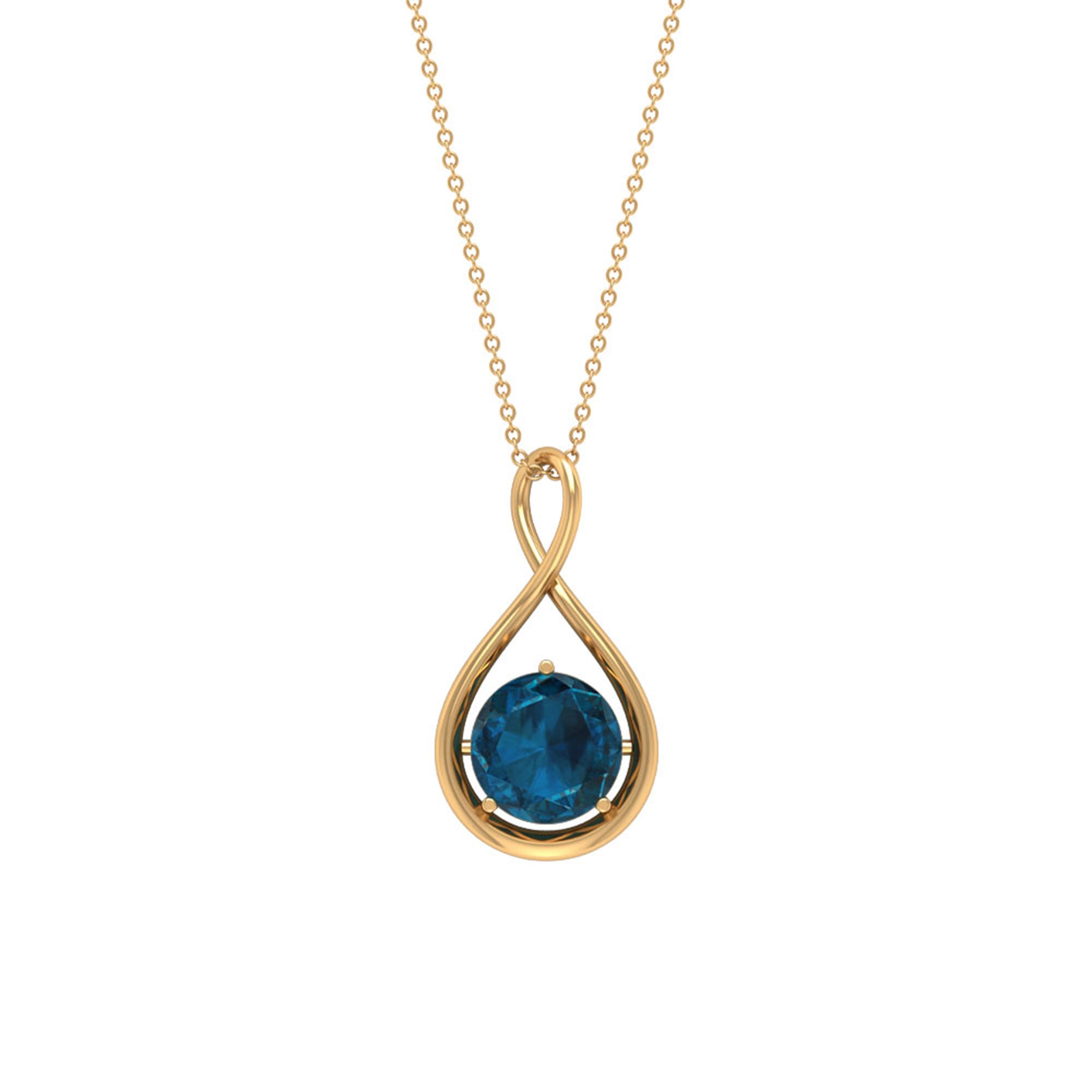 2 CT Infinity Knot Solitaire Necklace with London Blue Topaz London Blue Topaz - ( AAA ) - Quality - Rosec Jewels