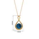 2 CT Infinity Knot Solitaire Necklace with London Blue Topaz London Blue Topaz - ( AAA ) - Quality - Rosec Jewels