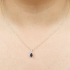 1 CT Pear Cut Blue Sapphire Solitaire Pendant in Half Bezel Setting with Diamond Accent Bail Blue Sapphire - ( AAA ) - Quality - Rosec Jewels