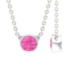 Bezel Set Round Pink Sapphire Solitaire Necklace Pink Sapphire - ( AAA ) - Quality - Rosec Jewels