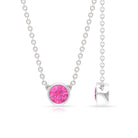 Bezel Set Round Pink Sapphire Solitaire Necklace Pink Sapphire - ( AAA ) - Quality - Rosec Jewels