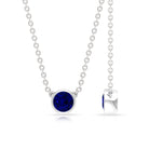 1/2 CT Bezel Set Round Blue Sapphire Solitaire Necklace Blue Sapphire - ( AAA ) - Quality - Rosec Jewels