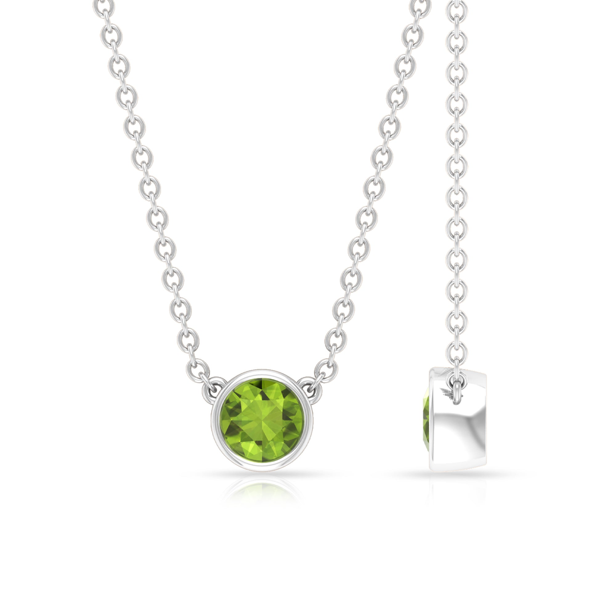 1/4 CT Round Cut Peridot Solitaire Necklace in Gold Peridot - ( AAA ) - Quality - Rosec Jewels