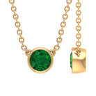 0.25 CT Round Cut Emerald Solitaire Necklace in Bezel Setting Emerald - ( AAA ) - Quality - Rosec Jewels