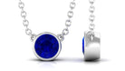 Bezel Set Round Created Blue Sapphire Solitaire Necklace Lab Created Blue Sapphire - ( AAAA ) - Quality - Rosec Jewels