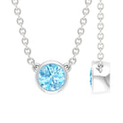 1/4 CT Round Aquamarine Solitaire Necklace in Gold Aquamarine - ( AAA ) - Quality - Rosec Jewels