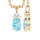 Oval Cut Aquamarine Pendant with Diamond Trio Aquamarine - ( AAA ) - Quality - Rosec Jewels