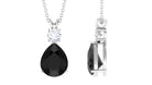 Pear Cut Created Black Diamond Drop Pendant with Moissanite Lab Created Black Diamond - ( AAAA ) - Quality - Rosec Jewels