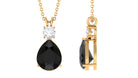 Pear Cut Created Black Diamond Drop Pendant with Moissanite Lab Created Black Diamond - ( AAAA ) - Quality - Rosec Jewels