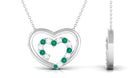 Emerald and Moissanite Twin Open Heart Necklace in Gold Emerald - ( AAA ) - Quality - Rosec Jewels