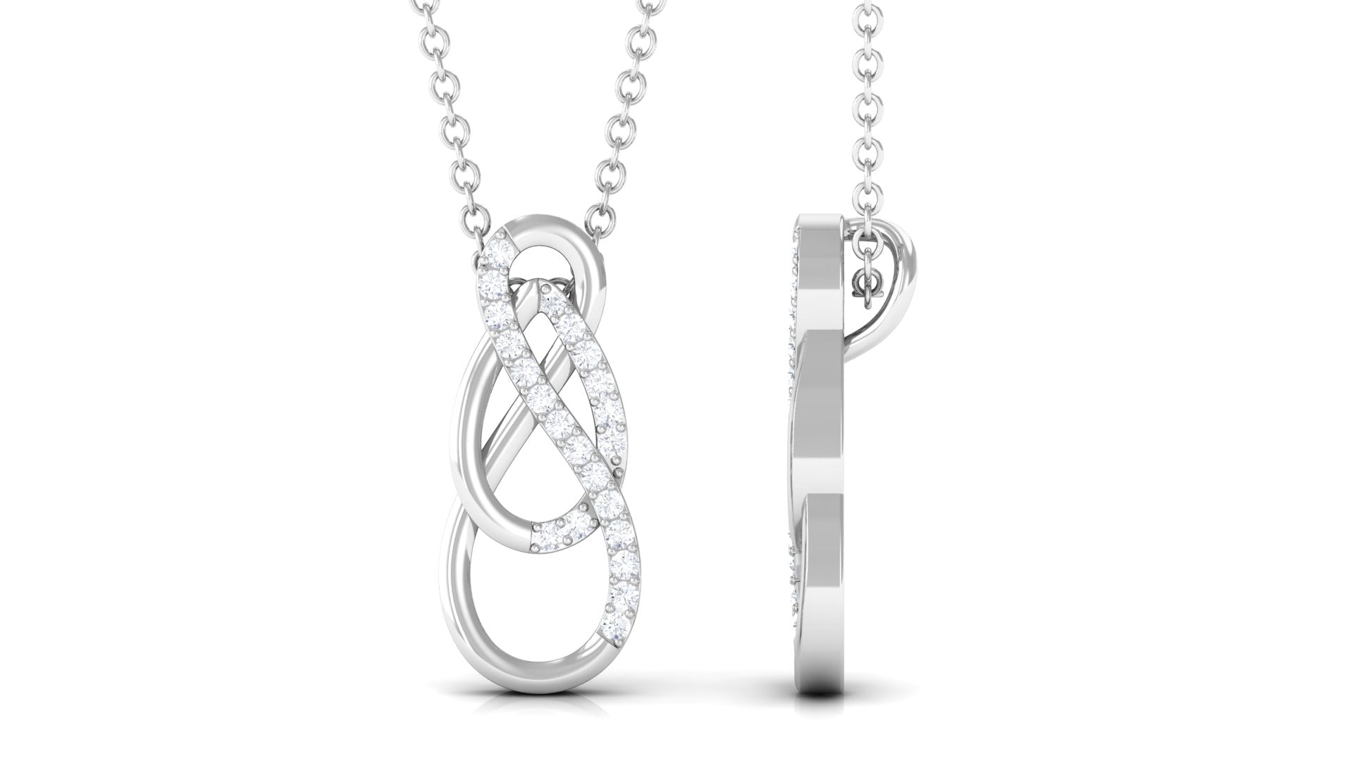 Real Diamond Gold Interlock Infinity Pendant Necklace Diamond - ( HI-SI ) - Color and Clarity - Rosec Jewels