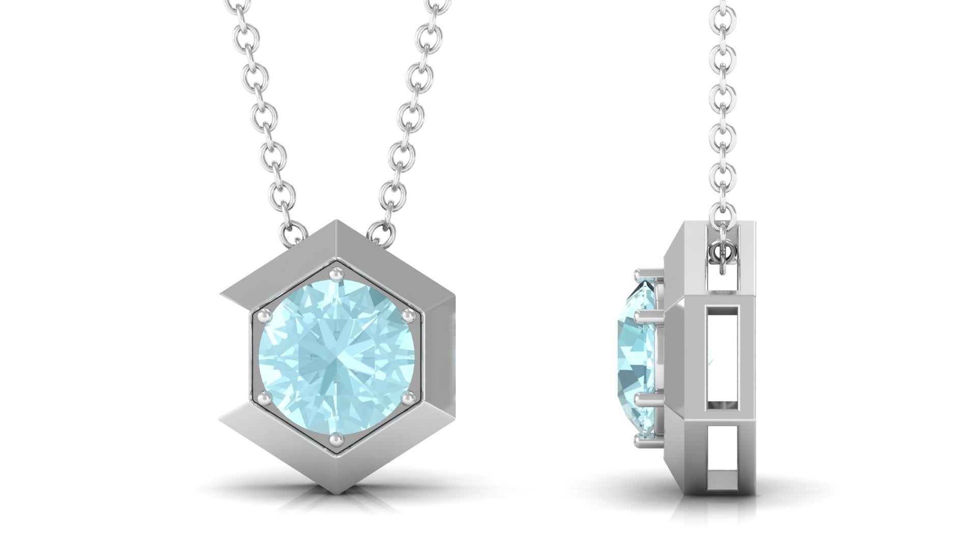 1 CT Hexagon Pendant for Women with Solitaire Sky Blue Topaz Sky Blue Topaz - ( AAA ) - Quality - Rosec Jewels