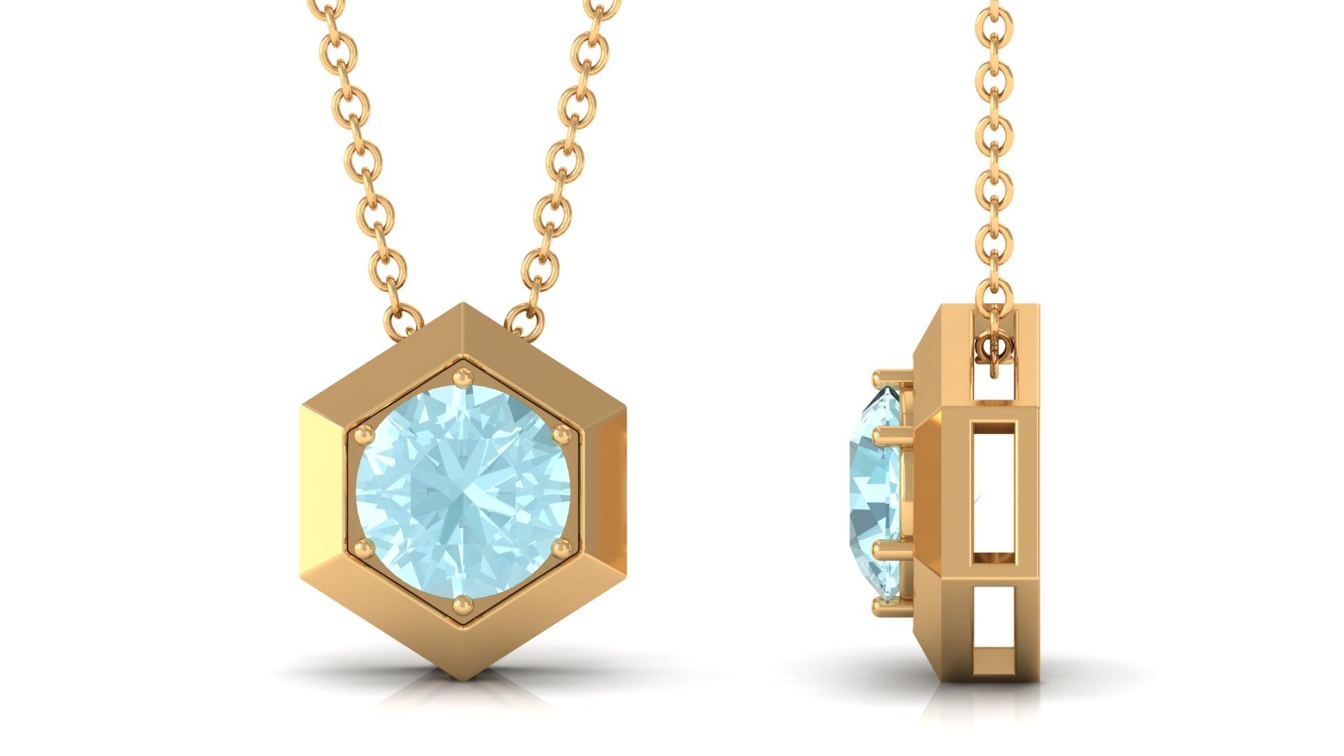 1 CT Hexagon Pendant for Women with Solitaire Sky Blue Topaz Sky Blue Topaz - ( AAA ) - Quality - Rosec Jewels