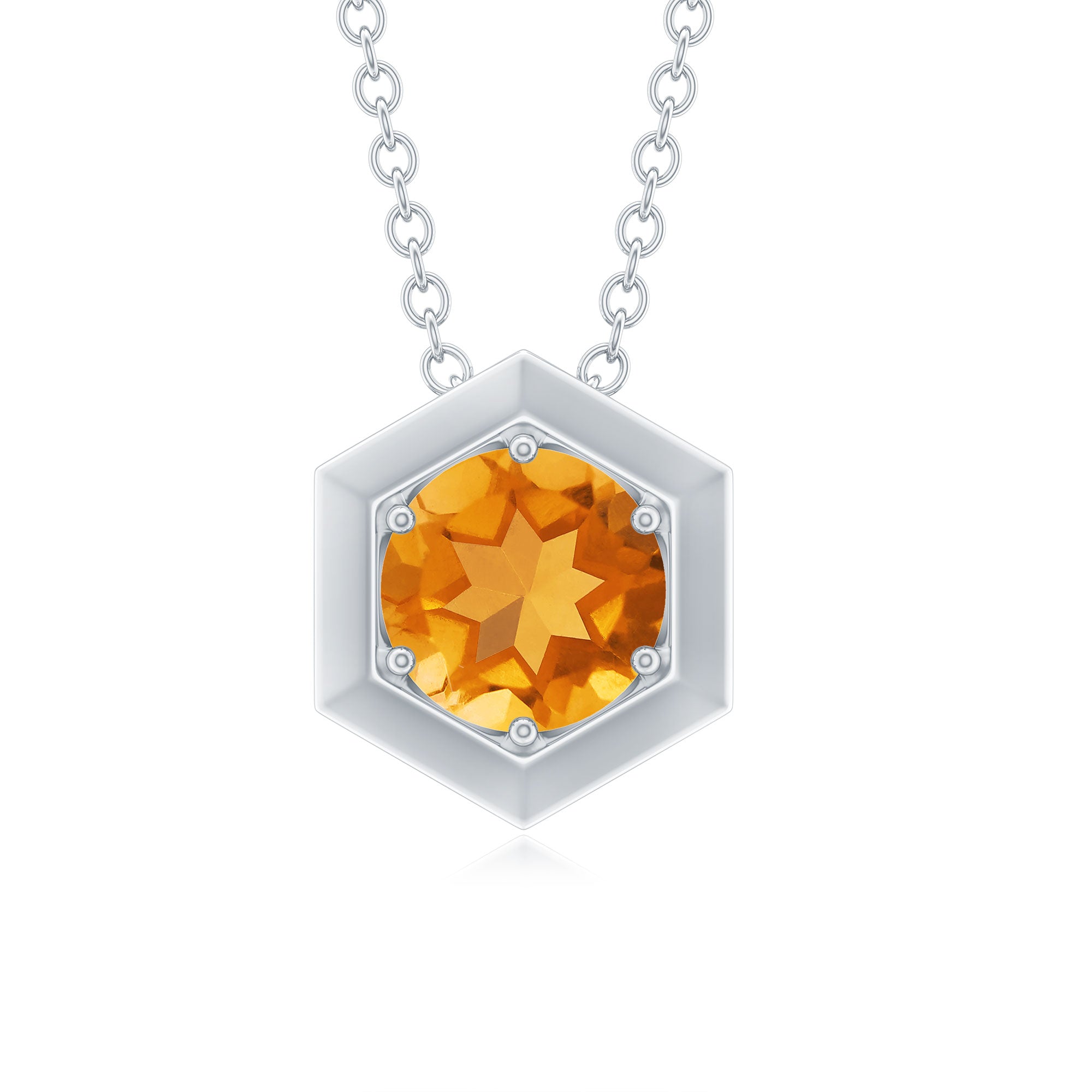 1.25 CT Natural Citrine Solitaire Hexagon Pendant in Gold Citrine - ( AAA ) - Quality - Rosec Jewels