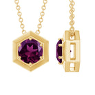 1 CT Natural Rhodolite Solitaire Hexagon Pendant in Gold Rhodolite - ( AAA ) - Quality - Rosec Jewels