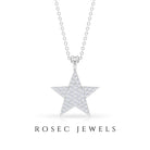 Star Diamond Cluster Pendant Necklace in Pave Setting Diamond - ( HI-SI ) - Color and Clarity - Rosec Jewels