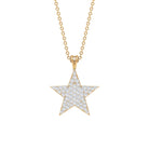 Star Diamond Cluster Pendant Necklace in Pave Setting Diamond - ( HI-SI ) - Color and Clarity - Rosec Jewels